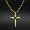 Personalisierte Modische Glatte Oberfläche Edelstahl Hohl Sechsspitziger Stern Kreuz Halskette