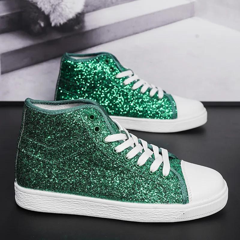 Luxury Red Designer Shoes Women High top Sneakers Lightweight Women's Vulcanized Shoes Fashion Glitter Sneakers Woman