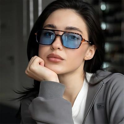 1PC Vintage Square Sunglasses Retro Large Square Frame 70s Sun Glasses UV400 Protection Shades Summer Eyeglasses For Women Men