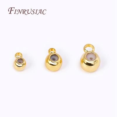 DIY Jewelry Fittings 3/4/5mm Round "Smart" Bead with Silicone Insert and Ring,18K Gold Plated Positioning Beads For Chain