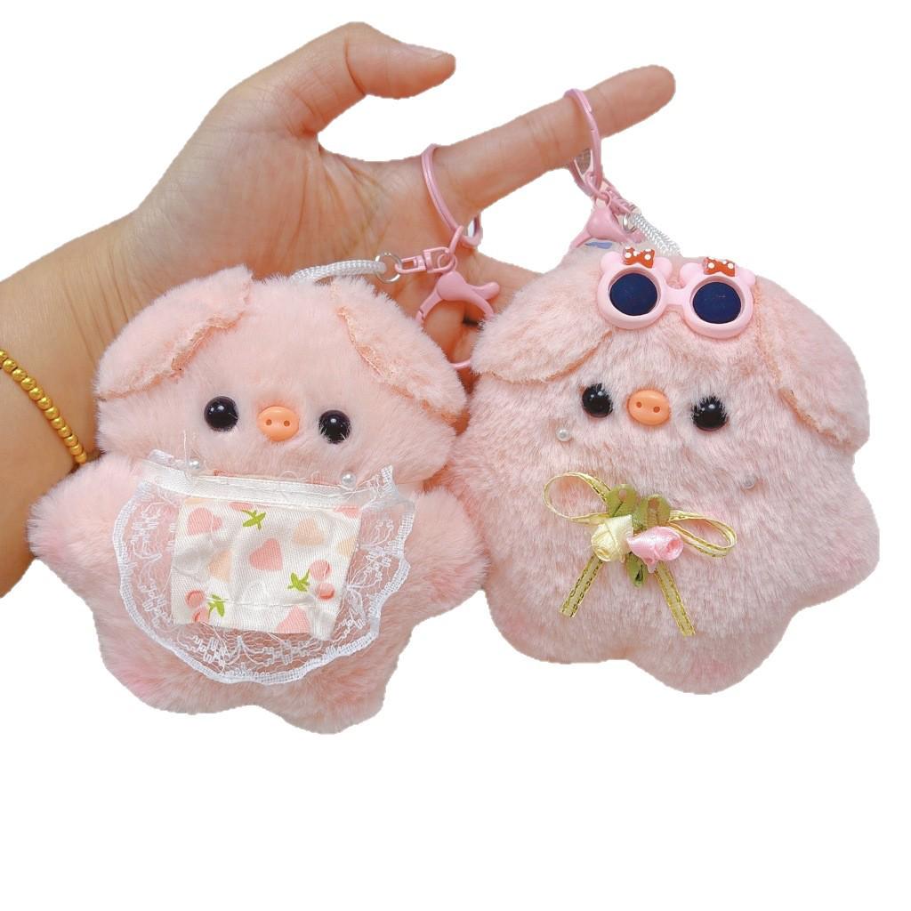 Squeaky Pig Plush Keychain - Adorable Piggy Bag Charm & Soft Gift Doll