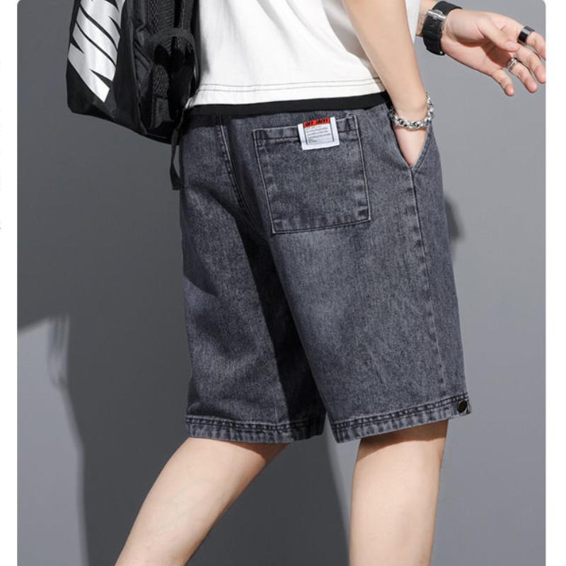 2024 Summer Men's Denim Shorts American Retro All-match Straight Shorts Loose Casual Sports Quarter Pants Plus Size Men's Shorts