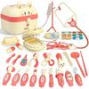 CORPER TOYS Conjunto de Médico de Brinquedo, Conjunto de 27 Peças com Mini Ferramentas de Médico para Brincar, Estetoscópio e Estojo de Armazenamento, Perfeito para Presentes de Natal (Rosa)