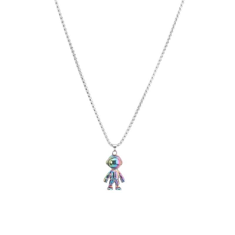 Street Colorful Astronaut Necklace Men'S And Women'S Personalized Hip-Hop Trend Cold Wind Long Sweater Chain Accessories