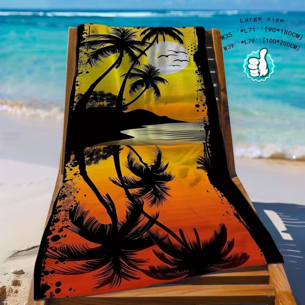 Beach Theme Beach Towel Starfish Shell Printing Microfiber Quick Drying Absorbent Large Bath Towel