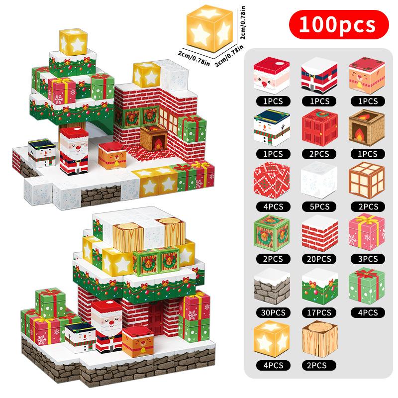 

Рождественский набор магнитных строительных блоков, милые магнитные кубики, конструктор, STEM, Монтессори, сенсорные игрушки для детей, подарок на Новый год