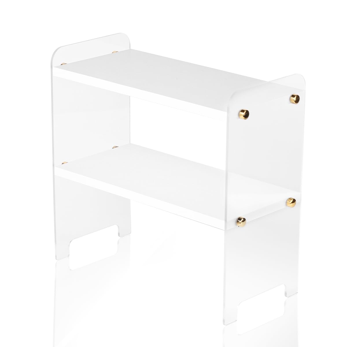 

Baskiss Desktop Storage Desk Small Item Storage Kitchen White Acrylic Wood Transparent Rack, 2-Tier Shelf, Bookshelf, Shelf, Storage, & (Fully