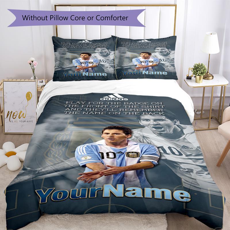 Messi 365 Customize your name Bedding Set Breathable Duvet Cover with Pillowcases Home Decoration Birthday Gift