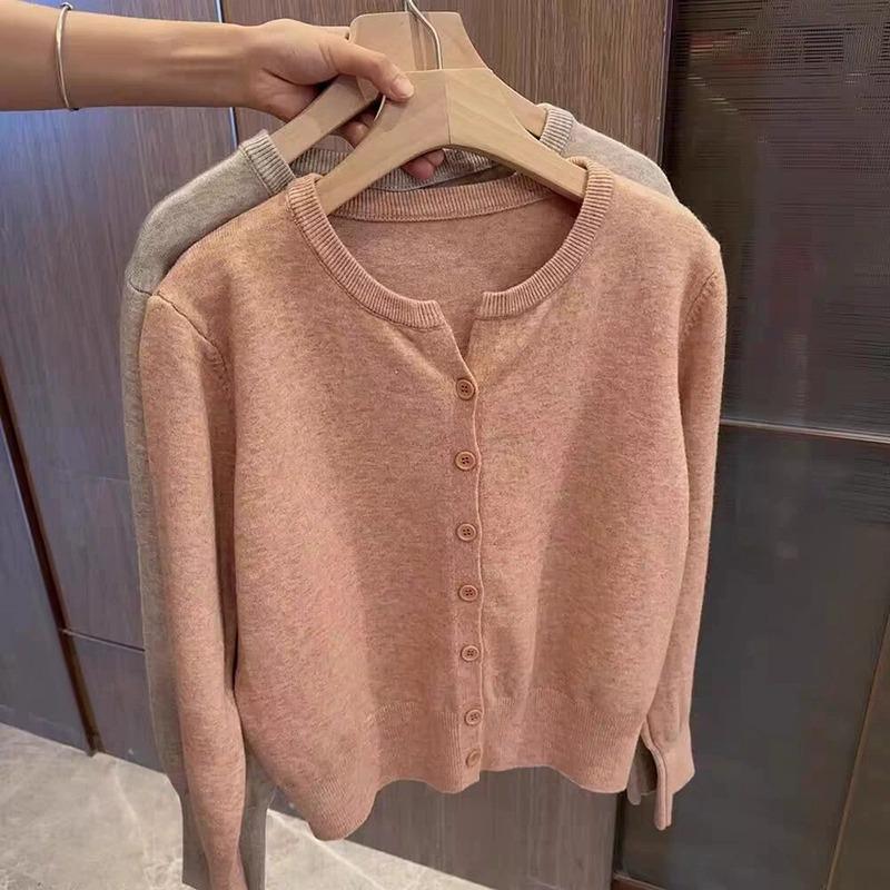 Women Autumn Winter Long Sleeve V Neck Wardrobe Staple Solid Color Thin Loose Cardigan Sweater Coat