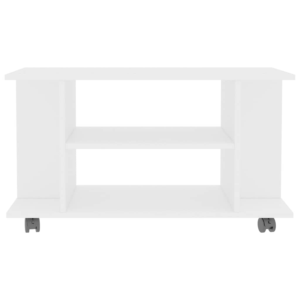 Mobile TV con Ruote Bianco 80 x 40 x 45 cm Legno Ingegnerizzato