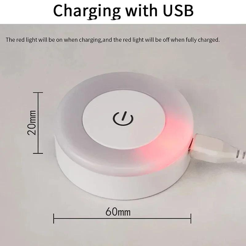 LED Night Lights 3 Modes Dimming Round Sensor Lamps USB Charged Magnetic Wall Light for Kitchen Bedroom Wardrobe Closet Lighting