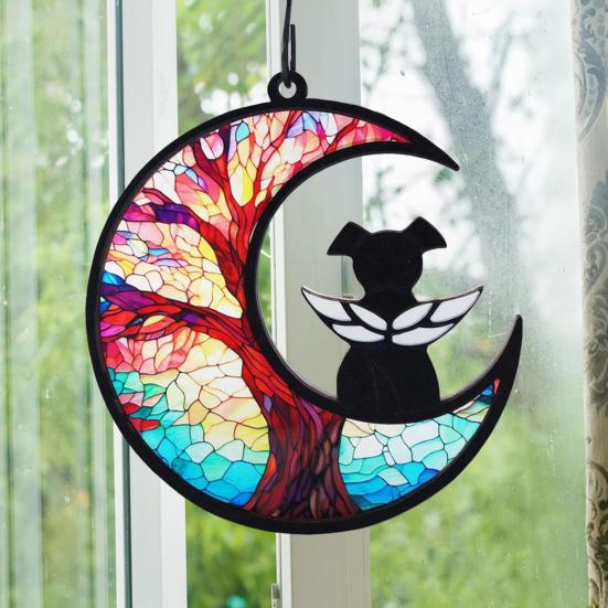 Pet Memorial Sun Catcher Dog Cat Suncatcher Pet Memorial Keepsake Stained Glass Style Hanging Decoration for Loss of Dog Sympathy Gift