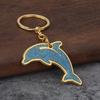 Sparkling Dolphin Keychain Pendant Lightweight Metal Keychains Creative Cartoon Animal Keyring Sea Themed Keychain for Men Women