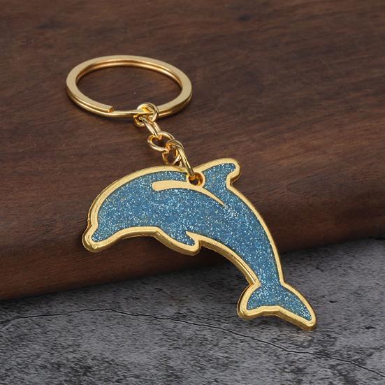 Sparkling Dolphin Keychain Pendant Lightweight Metal Keychains Creative Cartoon Animal Keyring Sea Themed Keychain for Men Women