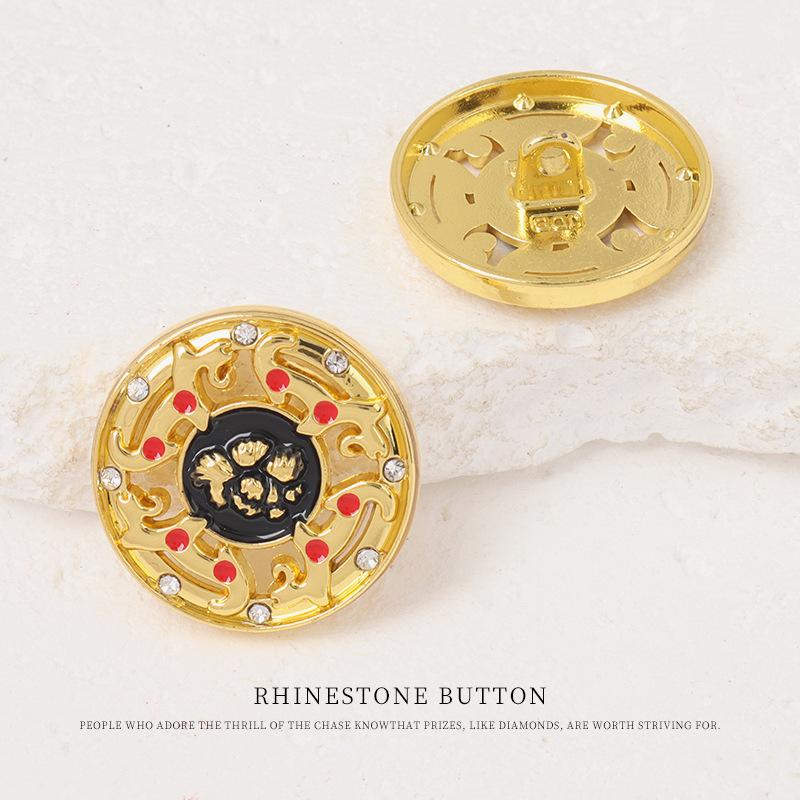 

5pcs Chinese National Style Hollow Metal Buttons Hanfu Tang Suit Jacket Gold Buttons Coat Trench Coat Suit Button Accessories 18mm1 #gold + black oil