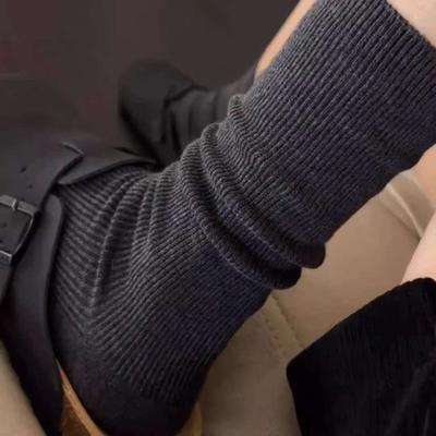 High-end Black and Grey Color Combination! Slimming ~ Can Be Straightened or Piled Up, Suitable for All Seasons, Lazy Socks for Girls