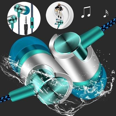 3,5 mm kabelgebundener Kopfhörer In-Ear-Headset Kabelgebundener Kopfhörer mit HD-Mikrofon 9D Stereo-Ohrhörer Sport Musik Inline-Steuerung für Telefone