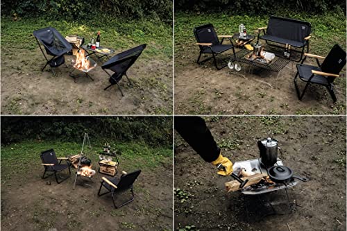 Captain Stag UG-91 Silver BBQ Grill, Shell Fire Pit, 400W Stainless Steel, with Two Tripods and Storage Bag