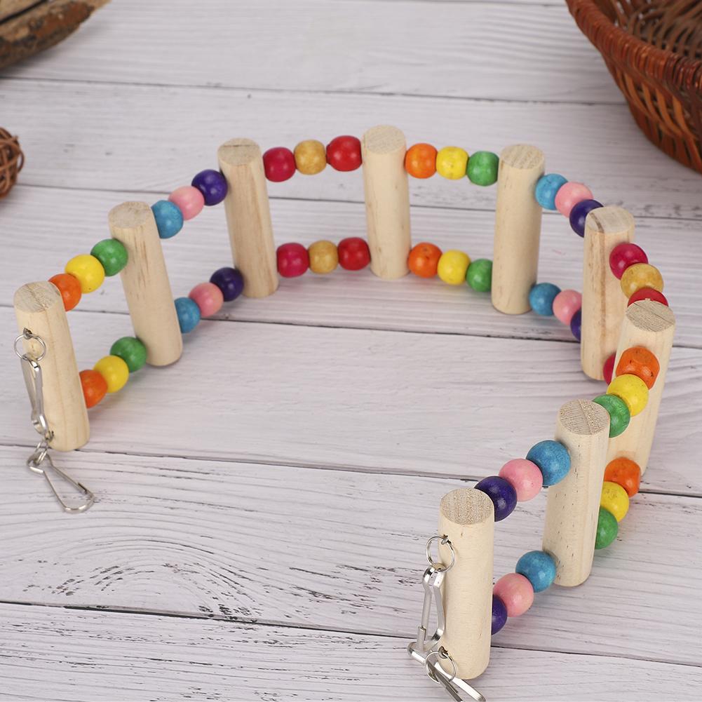 Wood Pet Parrot Suspension Bridge Climbing Toy Bending Freely Playing Supply6x39cm