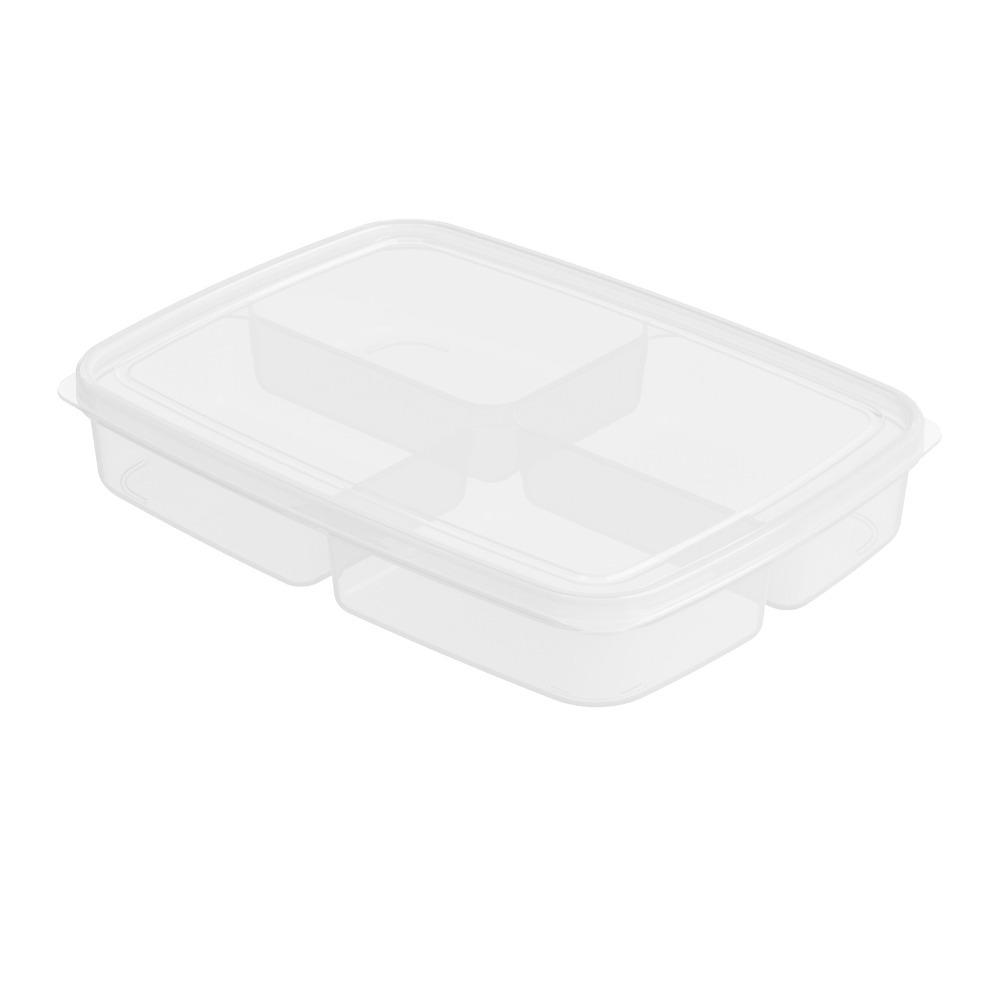 

PP Material Food Organizer Box 4 Compartment Reusable Refrigerator Food Storage Stackable With Lid Fridge Storage Box Household