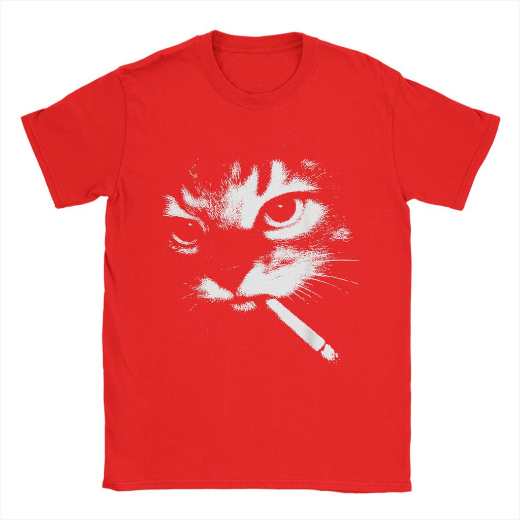 Men TShirt Smoking Cat Vintage Chonky Cat Retro 90s 100 Cotton Tees Short Sleeve  T Shirts Round Collar Clothes New Arrival