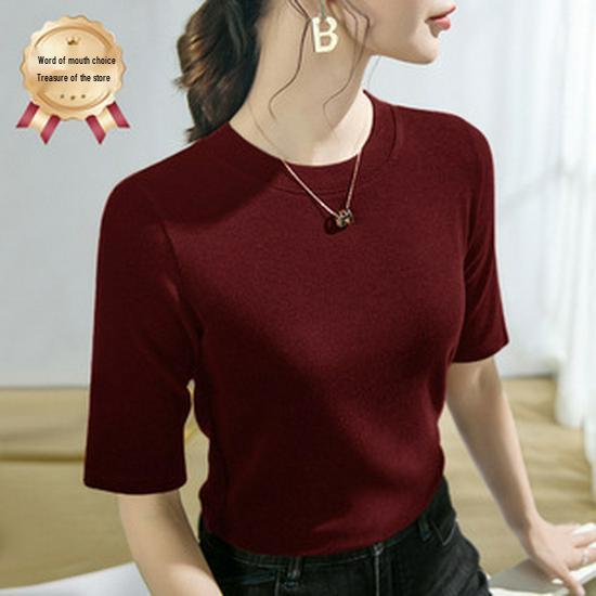 Women's Merino Wool Summer Base Layer: Black Long Sleeve Round Neck Slim Fit T-shirt (2025 Collection)
