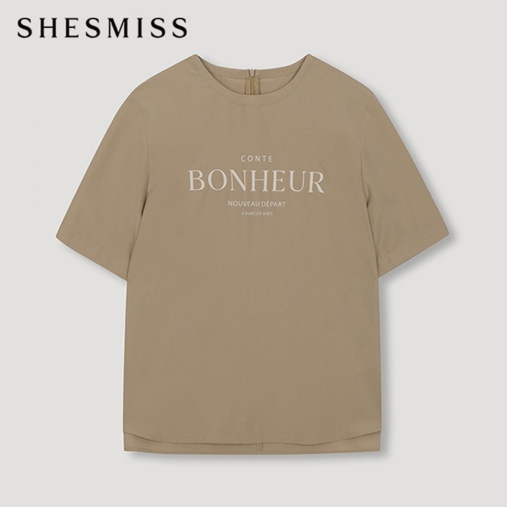 

She S miSS Lettering Short Sleeve blouSe Swwbln22030 Ca Camel/55
