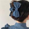 Stylish Blue Jeans Bows Hair Clip For Women Girls Secure Grip Hairpin Hair Accessory Fashion Ponytails Holder