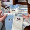 Forest-Style Puppy Cartoon Mid-Calf Cotton Women's Socks – Comfortable, Breathable, Embroidered, Seamless Slouch Design