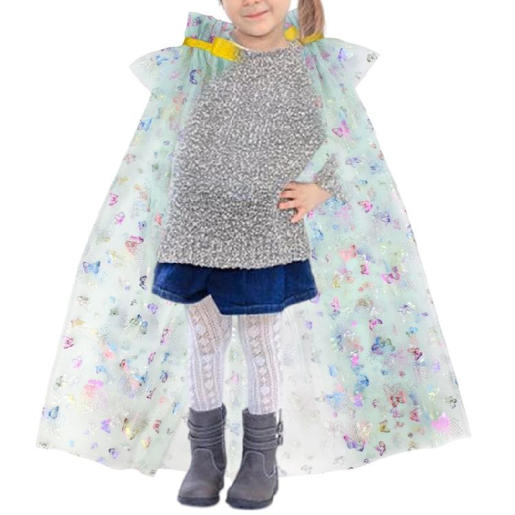 Princess Cosplay Cape Halloween Cloak Girls Dress Cape Butterfly Printing Cape Princess Cape for Kids Girls