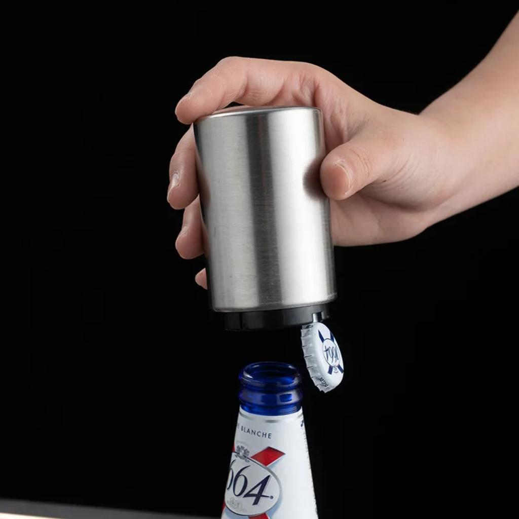 HOMZY Automatic Beer Bottle Opener Magnetic Stainless Steel Push Down Opener Soda Cap Opener Kitchen Bar Tools Gadgets Party Gift