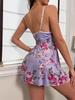 European and American Style Sexy Mesh Floral Lace Camisole Nightgown for Women