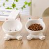 Cat Elevated Food Bowl Cat Bowls Elevated Ceramic Dish With Non-Slip Base Tilted For Pet Kitten Puppy Apartment City Living