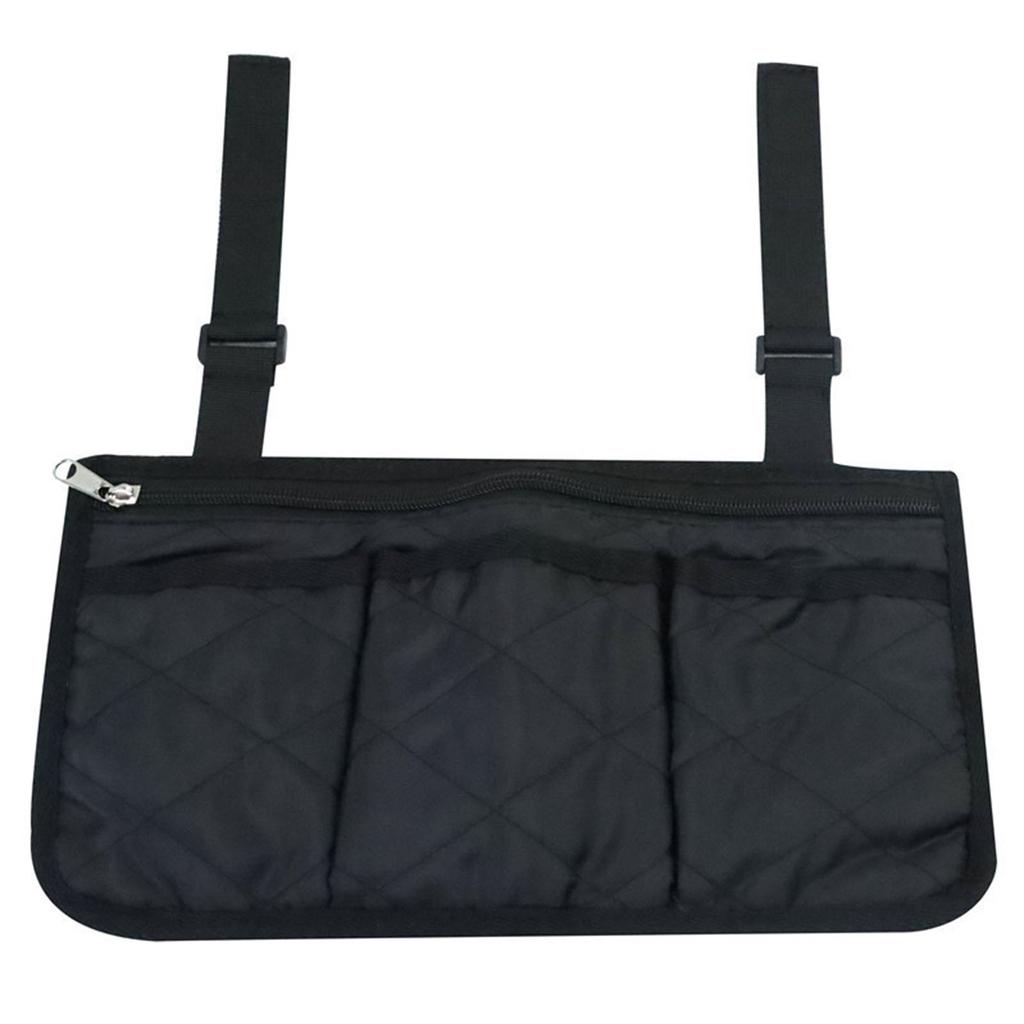 Armrest Storage Bag, Wheelchair Side Organizer with Cup Holder and Reflective Strip