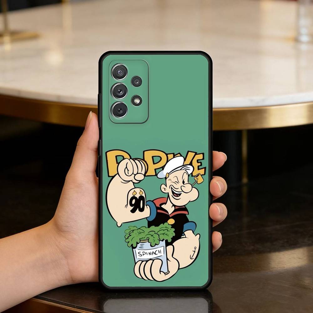 

P-Popeye CARTOON Soft Silicone Black Cover Phone Case For Samsung Galaxy A73,A72,A71,A70,A53,A52,A51 Samsung a53 5g