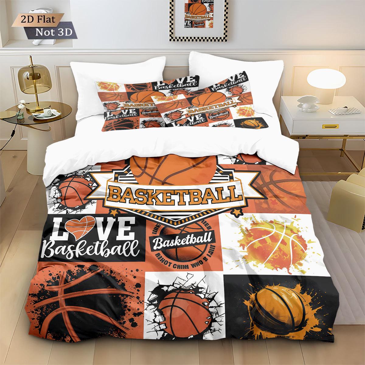 

Basketball Court Sports Print 3-Piece Bedding Set: Duvet Cover & Pillowcases Standard Twin