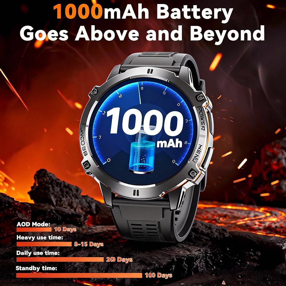 2026 HOT New T-REX3 SmartWatch 1000mAh Large Battery Durable Compass 10ATM Waterproof Tactics 170+Sport BT Call Smart Watch Men