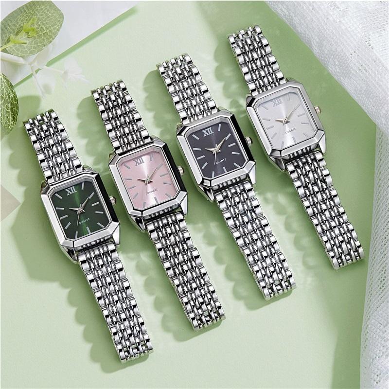 New Light Luxury Steel Band Fashion Simple Square Quartz Wristwatch for Women