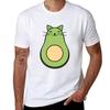 Süße Katze Avocado Avocato W Weißer Hintergrund T-Shirt Lässig Basic Street Style T-Shirt