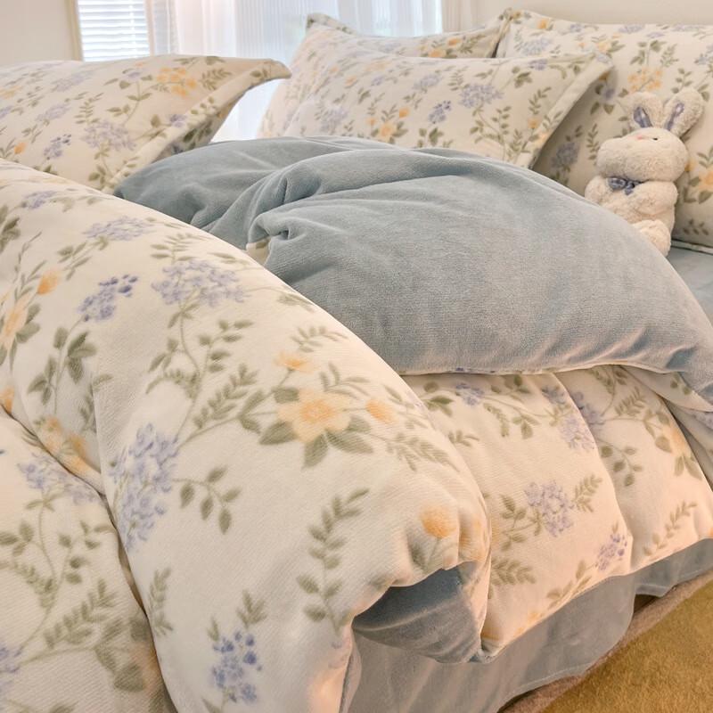 OEING Winter Thickened Monica Milk Velvet Bedding Set 1.5m Bed