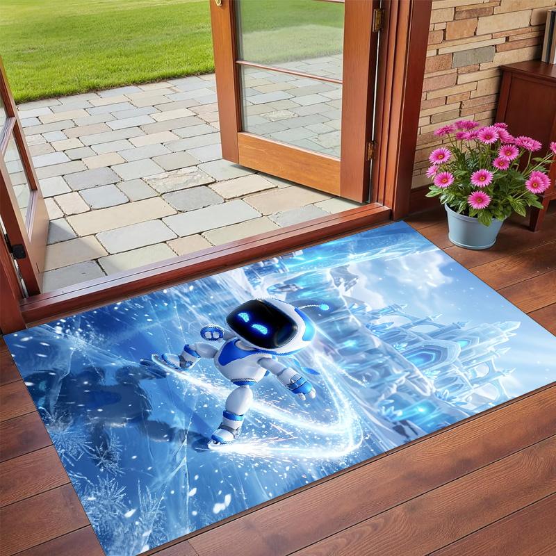 Tappeto Antiscivolo in Velluto di Cristallo, Tappeto con Design Astro Bot per Interni, Soggiorno, Camera da Letto, Decorazione per la Casa