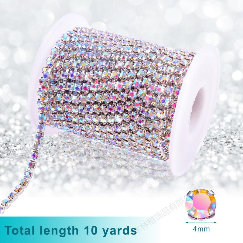 Colorful Rhinestone Claw Chain for Phone Cases, Nail Art, Apparel, & Wedding Dress Accessories