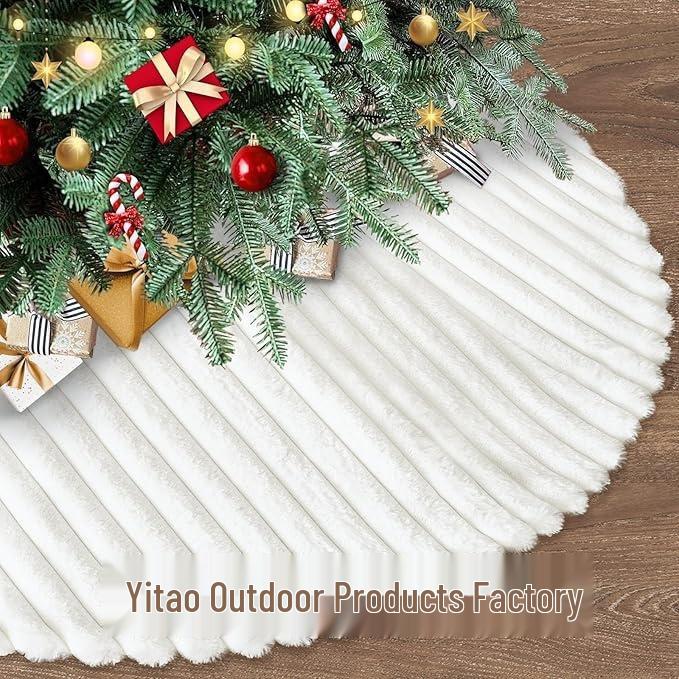 Green Plush Christmas Tree Skirt Floor Mat