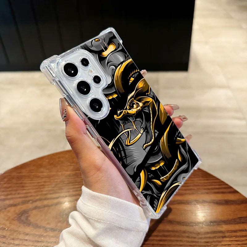 Japanese Culture Oni Mask Samurai Phone Case For Samsung Galaxy S25 FE S26 S24 S23 S22 S21 S20 Ultra S26 Plus S25FE Clear Cover