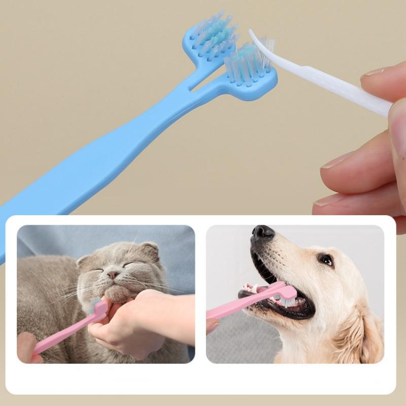 Pet Toothbrush Dog Toothbrush Dog Teeth Cleaning Double Brush for Dogs Oral Care Double Head Dogs Toothbrushes Pet Supplies