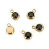 Stainless Steel Birthstone Lucky Stone Birthstone Pendant Diamond Flat Mouth Welding Ring DIY Necklace Bracelet Accessories