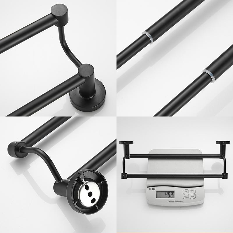 Bathroom Retractable Towel Double Bar Black, Chrome Towel Rack Extended Drying Towel Hanging Bar Gold, Nickel EL81024D