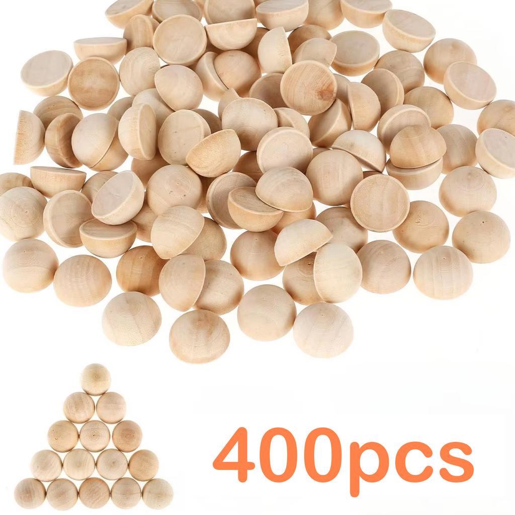 100/400 Stück Halbe Holzkugeln 15mm&20mm Halbe Holzperlen für Bastelarbeiten Unfertige Halbkugel Gespaltene Holzperlen Glatte Holzkugel