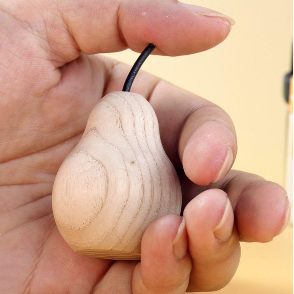 2pcs Handmade Artificial Pear Sculpture Cute Perfume Diffuser Wood Pear Statue Desktop Decoration