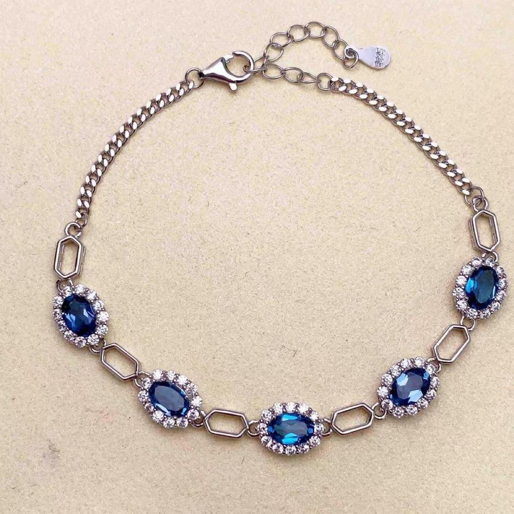 Women's Versatile S925 Silver Topaz London Blue Bracelet